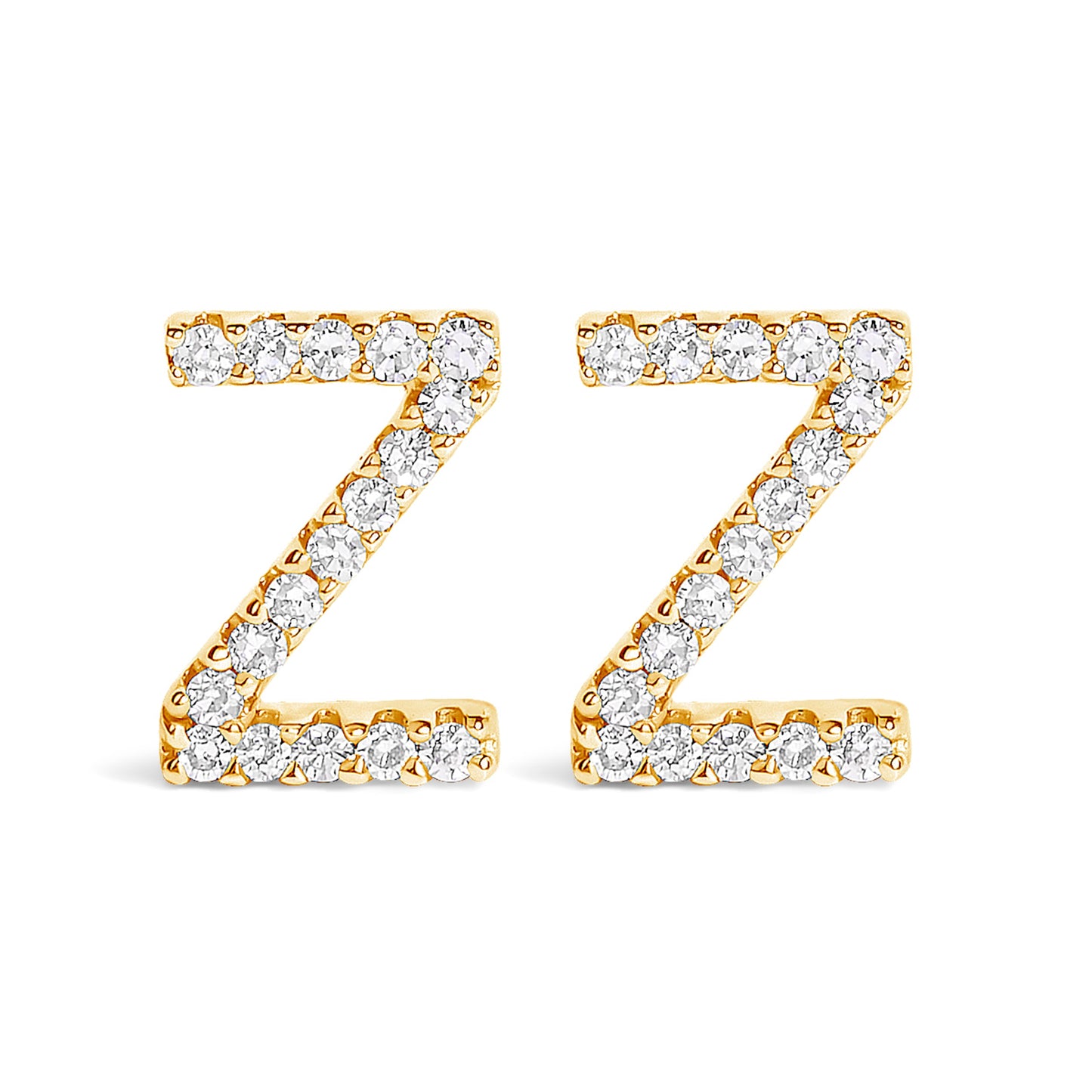 Pendiente de botón con la inicial "A" de diamante de 1/10 quilates de oro blanco de 10 quilates