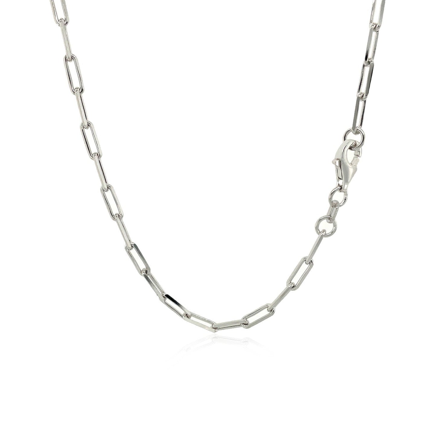 Cadena de eslabones ovalados de plata de ley con baño de rodio (2.5 mm)