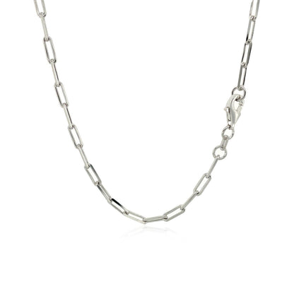 Cadena de eslabones ovalados de plata de ley con baño de rodio (2.5 mm)