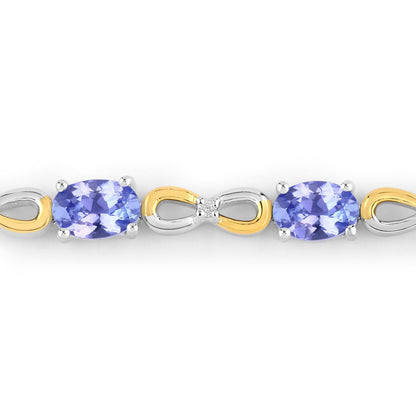 Pulsera de Plata de Ley 925 con Tanzanita Genuina de 1,81 Quilates y Topacio Blanco