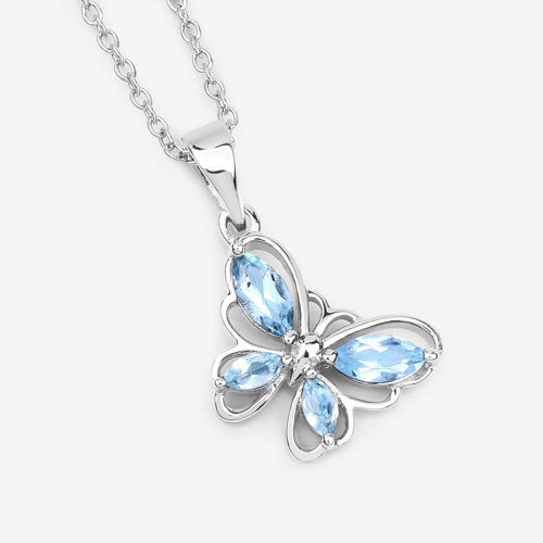 Colgante de plata de ley .925 con topacio azul genuino de 0.78 quilates