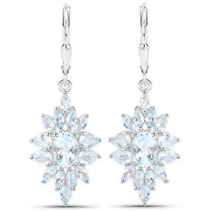 Conjunto de joyas de 3 piezas de plata de ley .925 con topacio azul genuino de 19.18 quilates (anillo, pendientes y colgante con cadena)