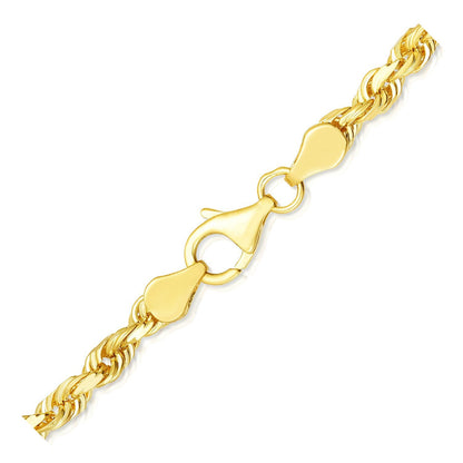 Cadena de soga sólida de oro amarillo de 10k con corte de diamante de 5.0mm