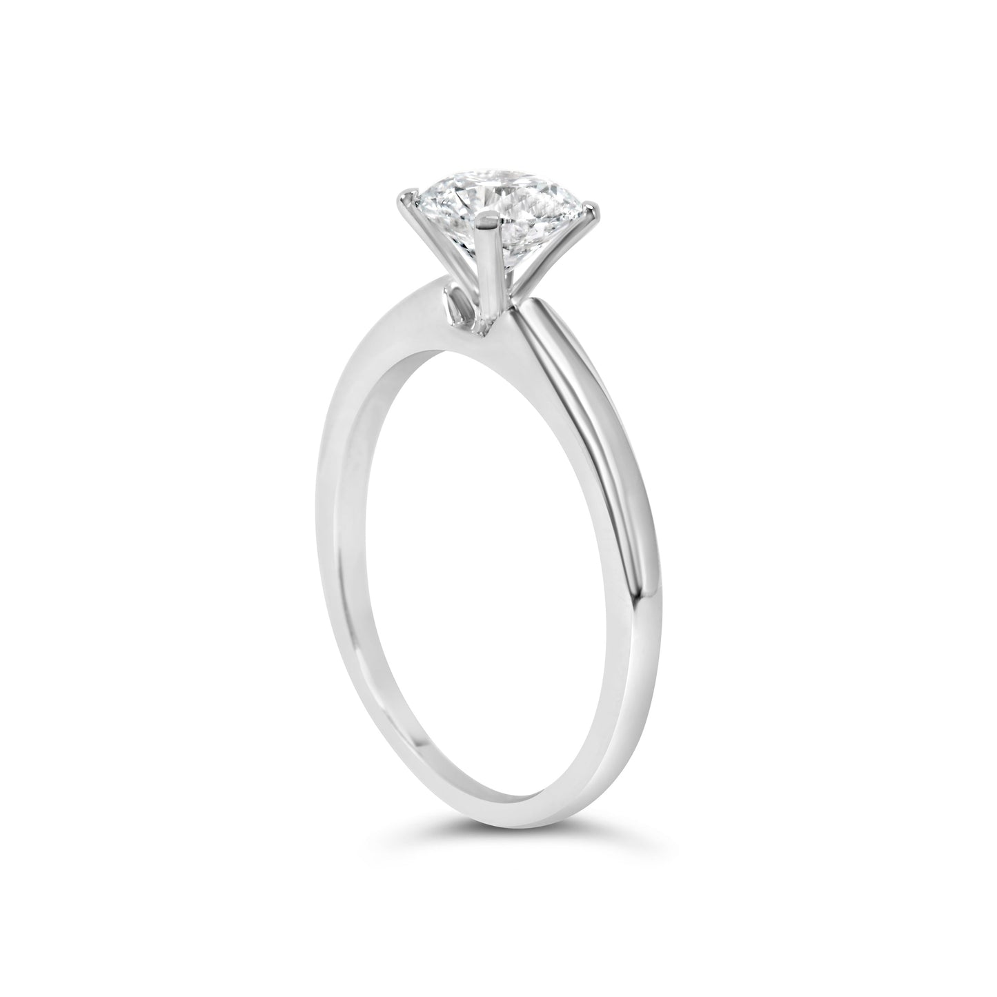 Anillo de compromiso solitario de oro blanco de 14 quilates con diamante redondo cultivado en laboratorio de 1,0 quilates y 4 puntas (color F-G, claridad VS2-SI1) - Talla 7
