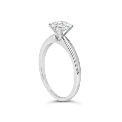 Anillo de compromiso solitario de oro blanco de 14 quilates con diamante redondo cultivado en laboratorio de 1,0 quilates y 4 puntas (color F-G, claridad VS2-SI1) - Talla 7