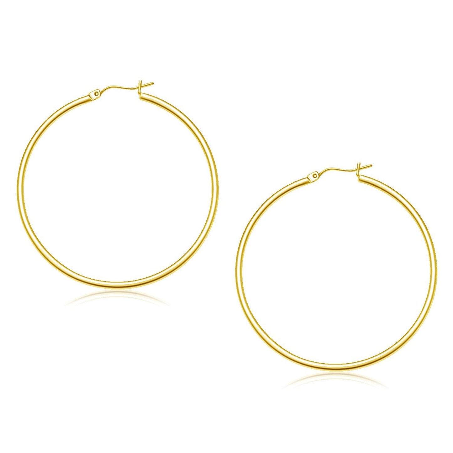 Aretes de aro pulidos de oro amarillo de 10k (45 mm)