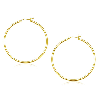 Aretes de aro pulidos de oro amarillo de 10k (45 mm)