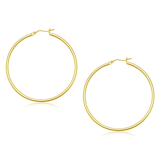 Aretes de aro pulidos de oro amarillo de 10k (45 mm)