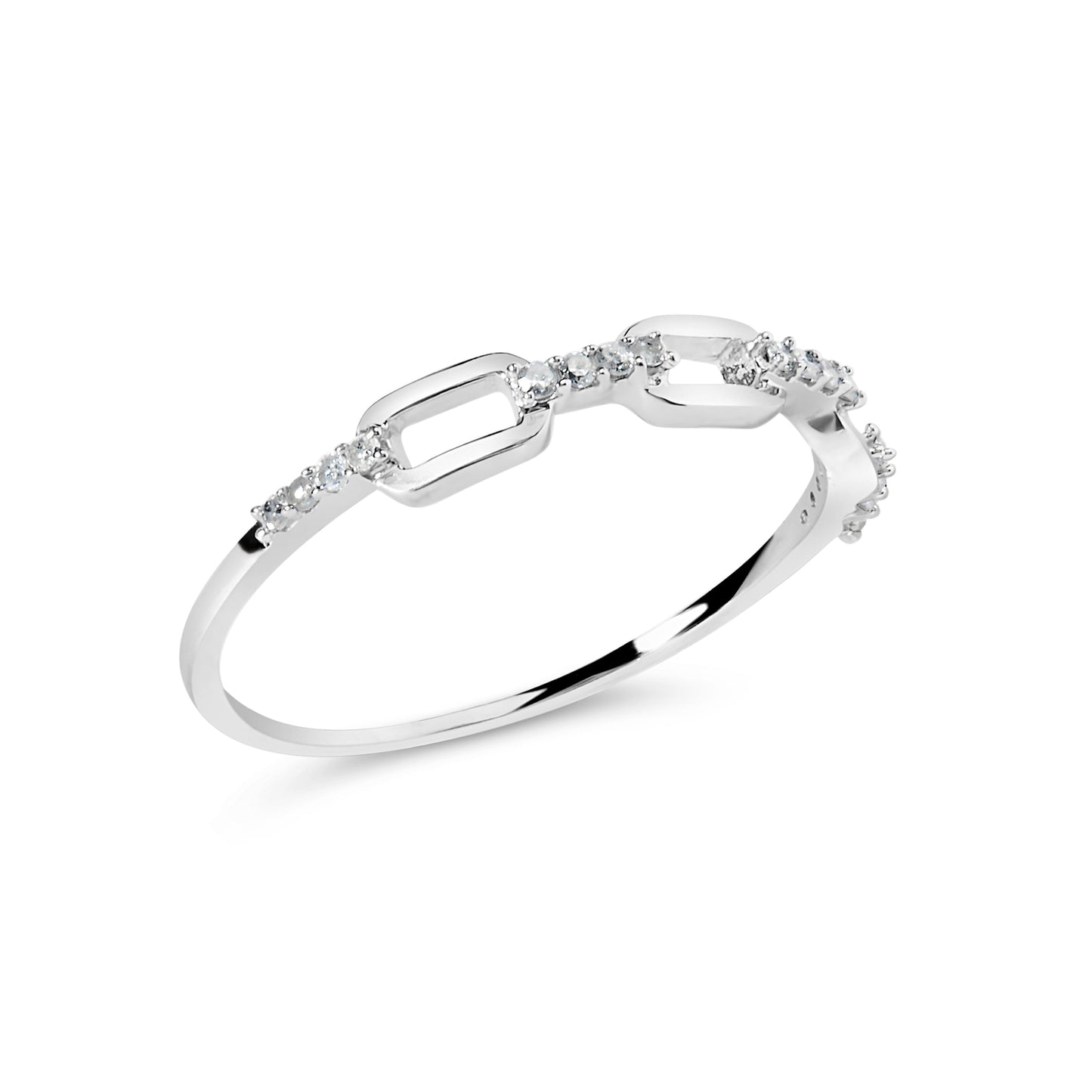 Anillo de banda con diseño de clip de plata de ley .925 con detalles de diamantes (color I-J, claridad I2-I3) - Talla de anillo 6