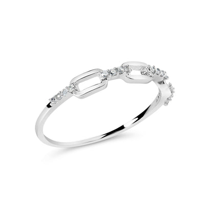 Anillo de banda con diseño de clip de plata de ley .925 con detalles de diamantes (color I-J, claridad I2-I3) - Talla de anillo 6