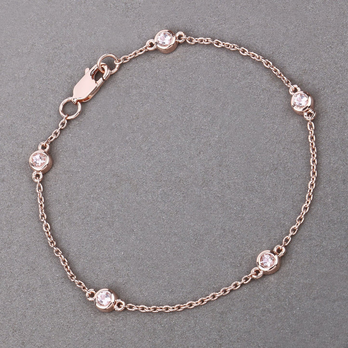 Pulsera de plata de ley .925 con morganita genuina de 0.45 quilates