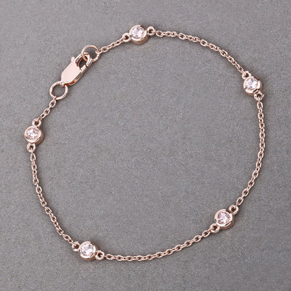 Pulsera de plata de ley .925 con morganita genuina de 0.45 quilates