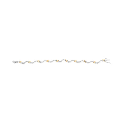 Pulsera de eslabones "X" y ondas de diamantes de 2,00 Cttw en oro bicolor de 10K (color H-I, claridad I1-I2) - 7 pulgadas