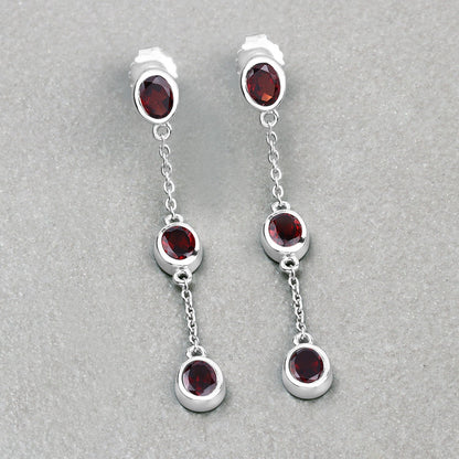Pendientes de plata de ley .925 con granate auténtico de 2.70 quilates