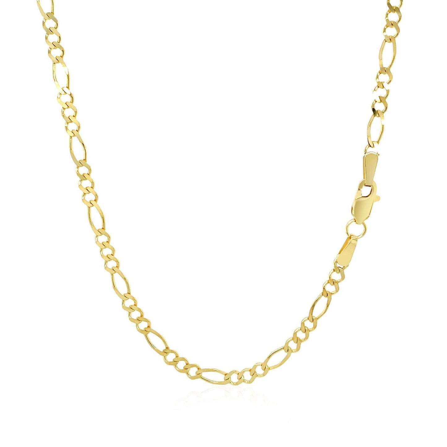 Cadena de Eslabones Figaro Sólida de Oro Amarillo de 14k y 2.8mm