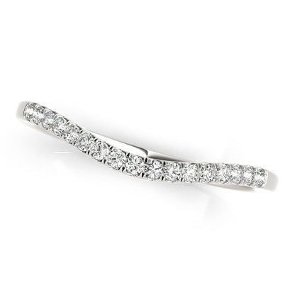 Anillo de boda de oro blanco de 14k con diamantes y curva suave (1/8 cttw)