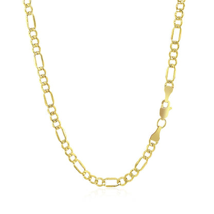 Cadena Figaro Lite de oro amarillo de 10k de 2.8mm
