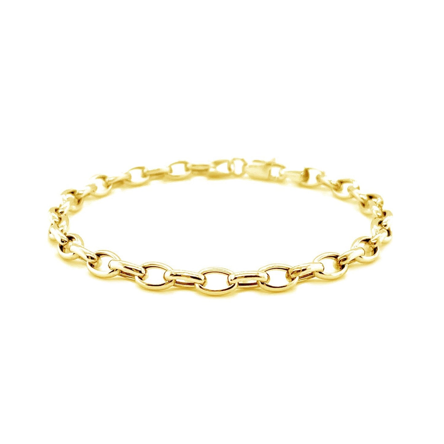 Pulsera Ovalada Rolo de Oro Amarillo de 14k y 4.6mm