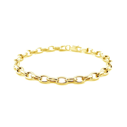 Pulsera Ovalada Rolo de Oro Amarillo de 14k y 4.6mm