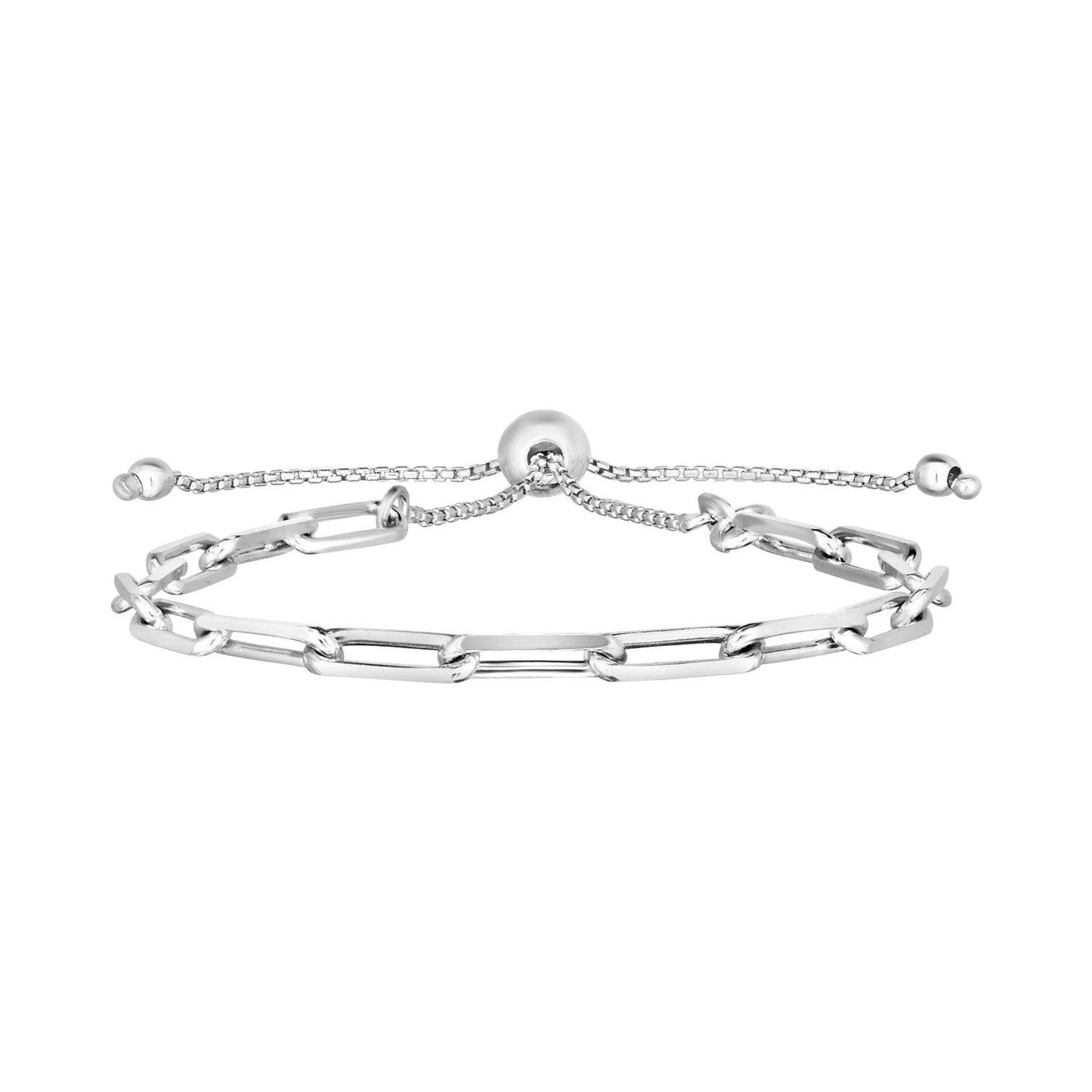 Pulsera ajustable de cadena de eslabones ovalados de plata de ley
