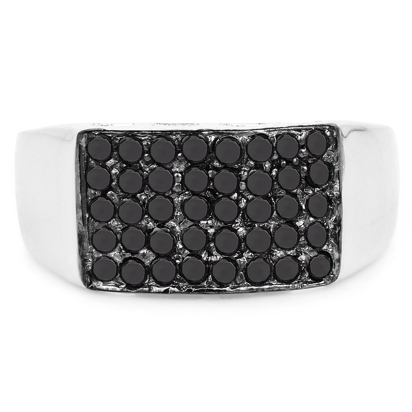 Anillo de 0.43 quilates de diamante negro auténtico de plata de ley 925