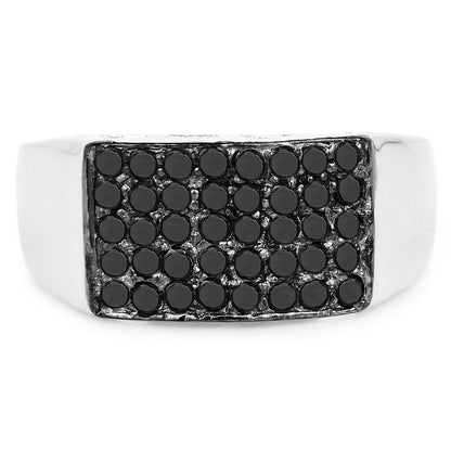 Anillo de 0.43 quilates de diamante negro auténtico de plata de ley 925