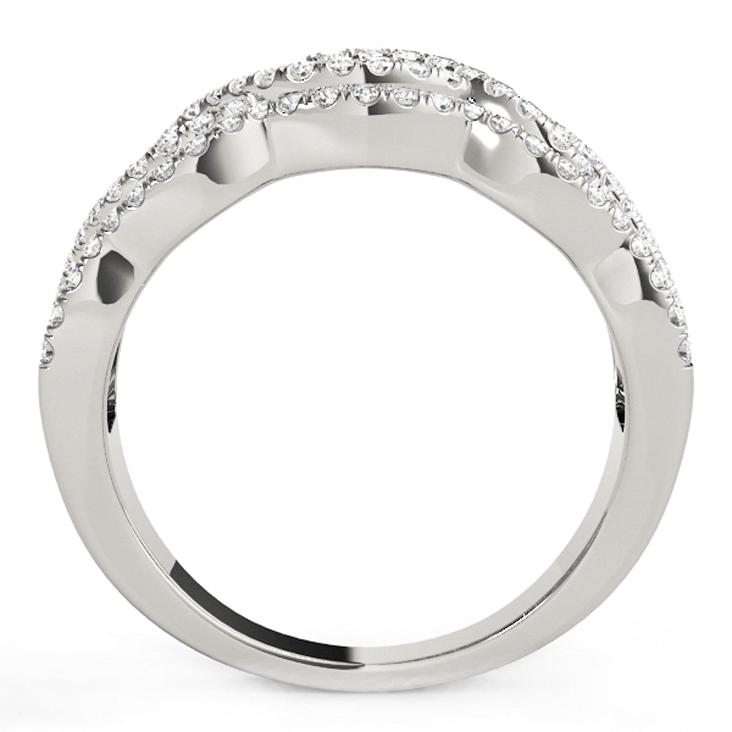 Anillo de oro blanco de 14k con cuatro curvas y diamantes (5/8 cttw)