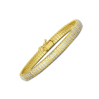 Pulsera flexible de oro amarillo de 14k con diamantes (5.80 mm)