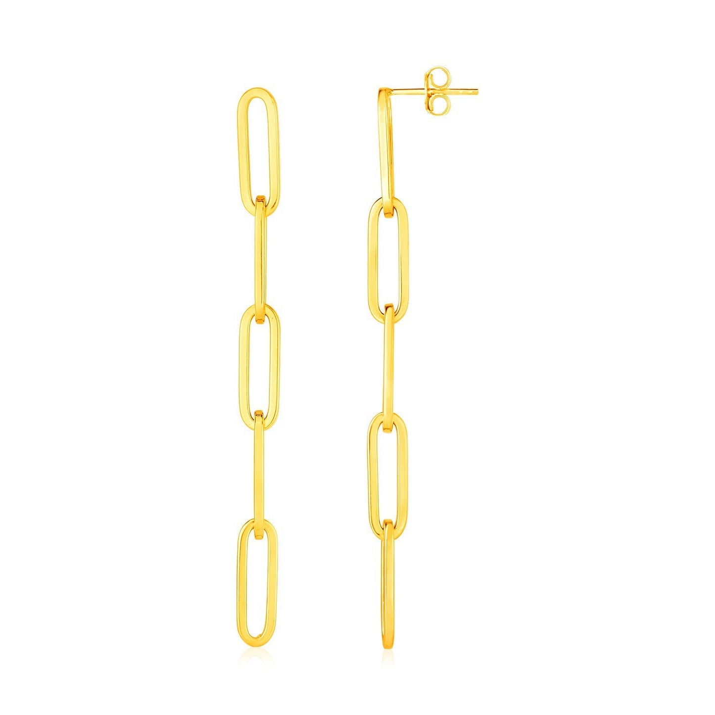 Pendientes de cadena de eslabones de oro amarillo de 14 quilates
