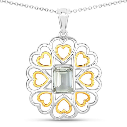 Dije de plata de ley .925 con amatista verde genuina de 2.10 quilates