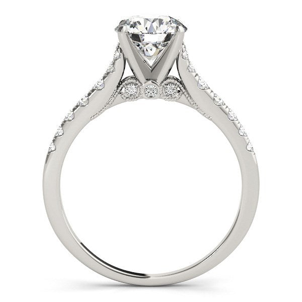 Anillo de compromiso de oro blanco de 14 quilates con diamantes y banda de una hilera (1 3/4 quilates en total)