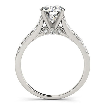 Anillo de compromiso de oro blanco de 14 quilates con diamantes y banda de una hilera (1 3/4 quilates en total)