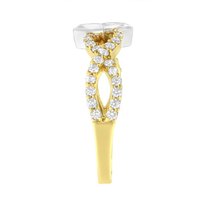 Anillo de oro de 10K bicolor con diamante de 5/8 Cttw en forma de cometa y vástago trenzado (color H-I, claridad SI2-I1)