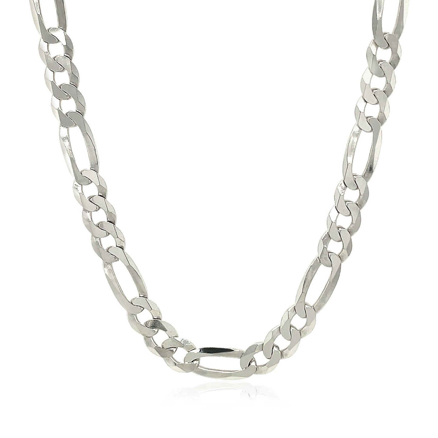 Cadena de plata esterlina estilo Figaro de 5.5 mm con baño de rodio