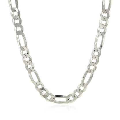 Cadena de plata esterlina estilo Figaro de 5.5 mm con baño de rodio
