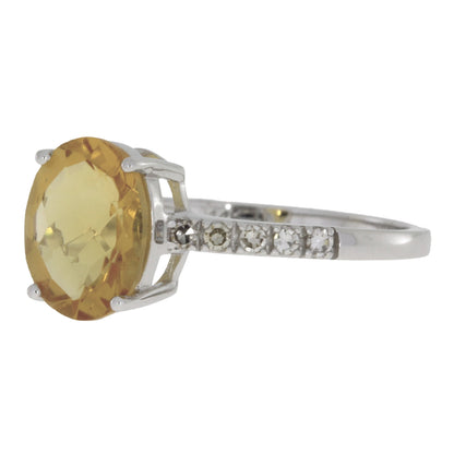 Anillo de Oro Blanco de 14K con Citrino y Diamantes naturales de 2.20 ct