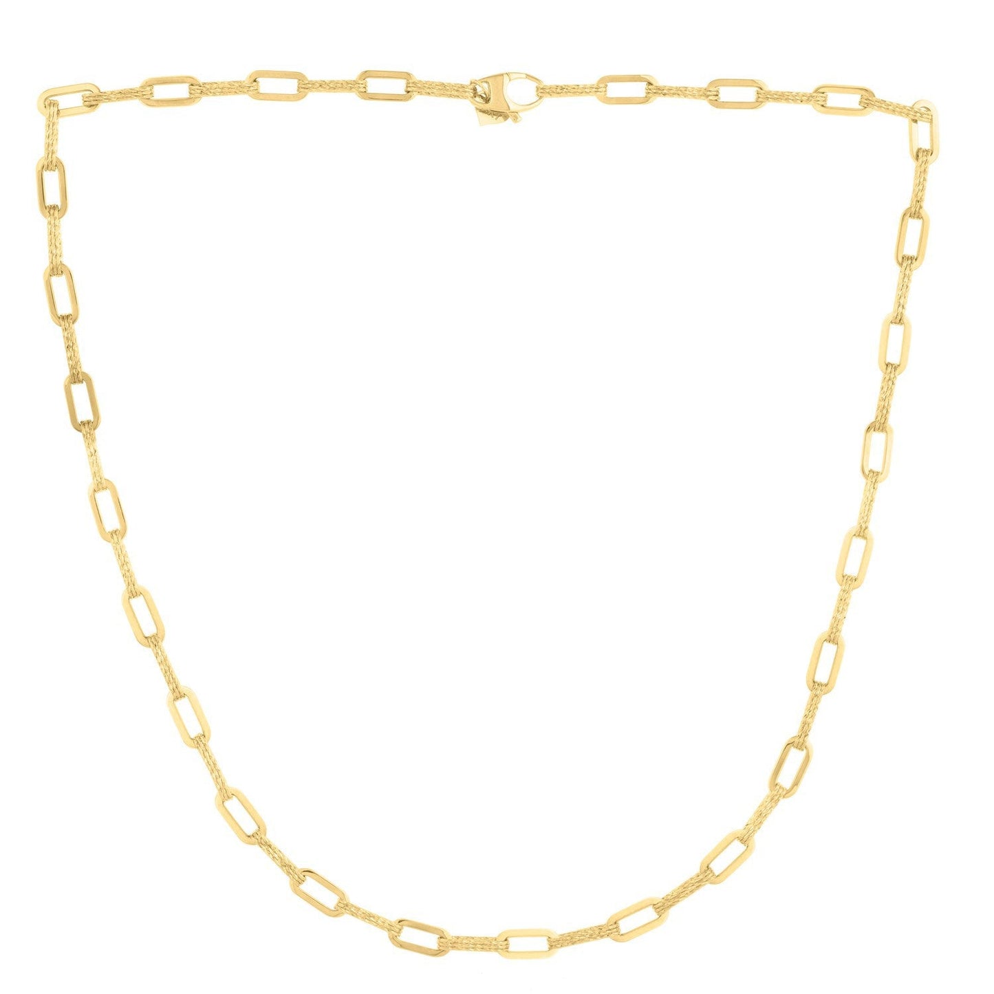 Collar de cadena de eslabones tipo clip de oro amarillo de 14k con diamantes (4.00 mm)