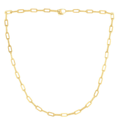 Collar de cadena de eslabones tipo clip de oro amarillo de 14k con diamantes (4.00 mm)