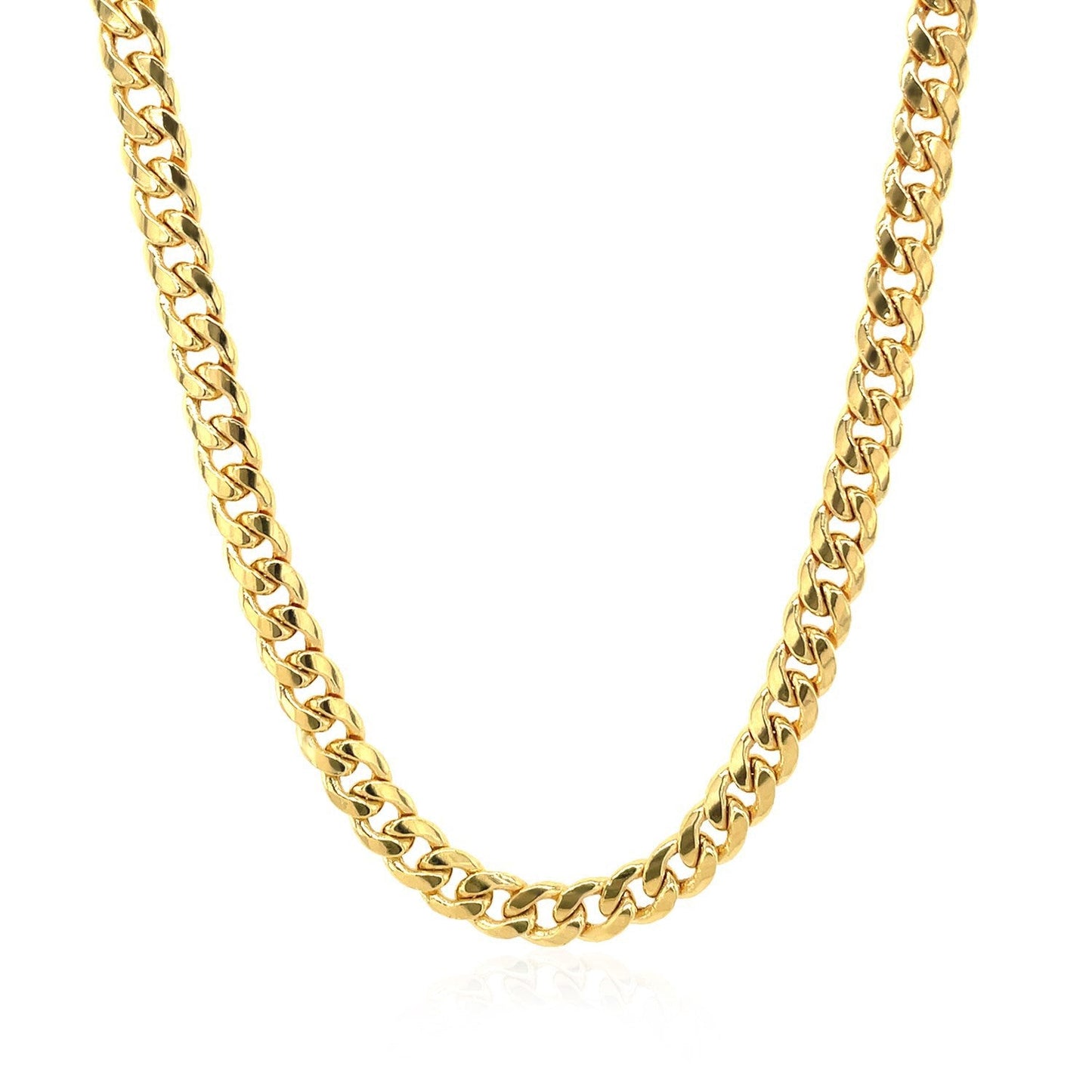 Cadena semimaciza cubana de Miami de oro amarillo de 14k y 4.5mm