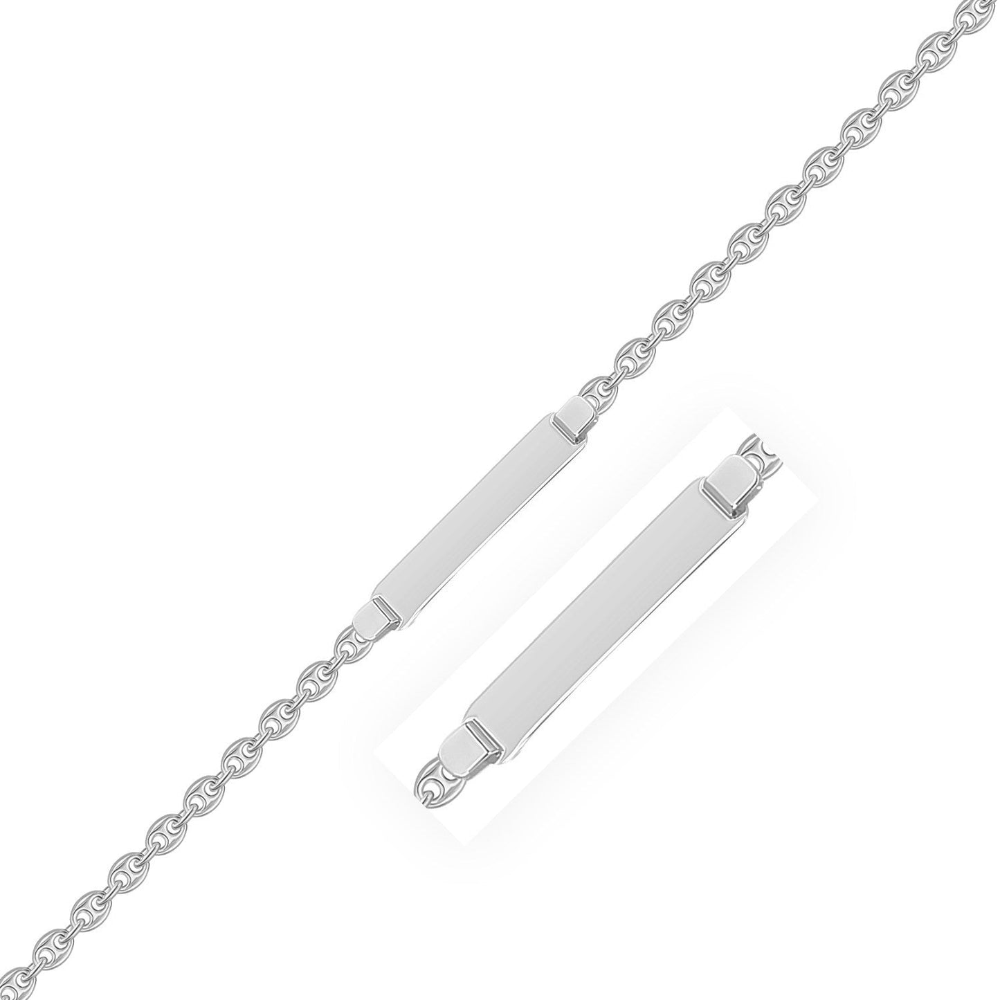 Pulsera de identificación infantil elegante de cadena Figaro de oro blanco de 14 quilates