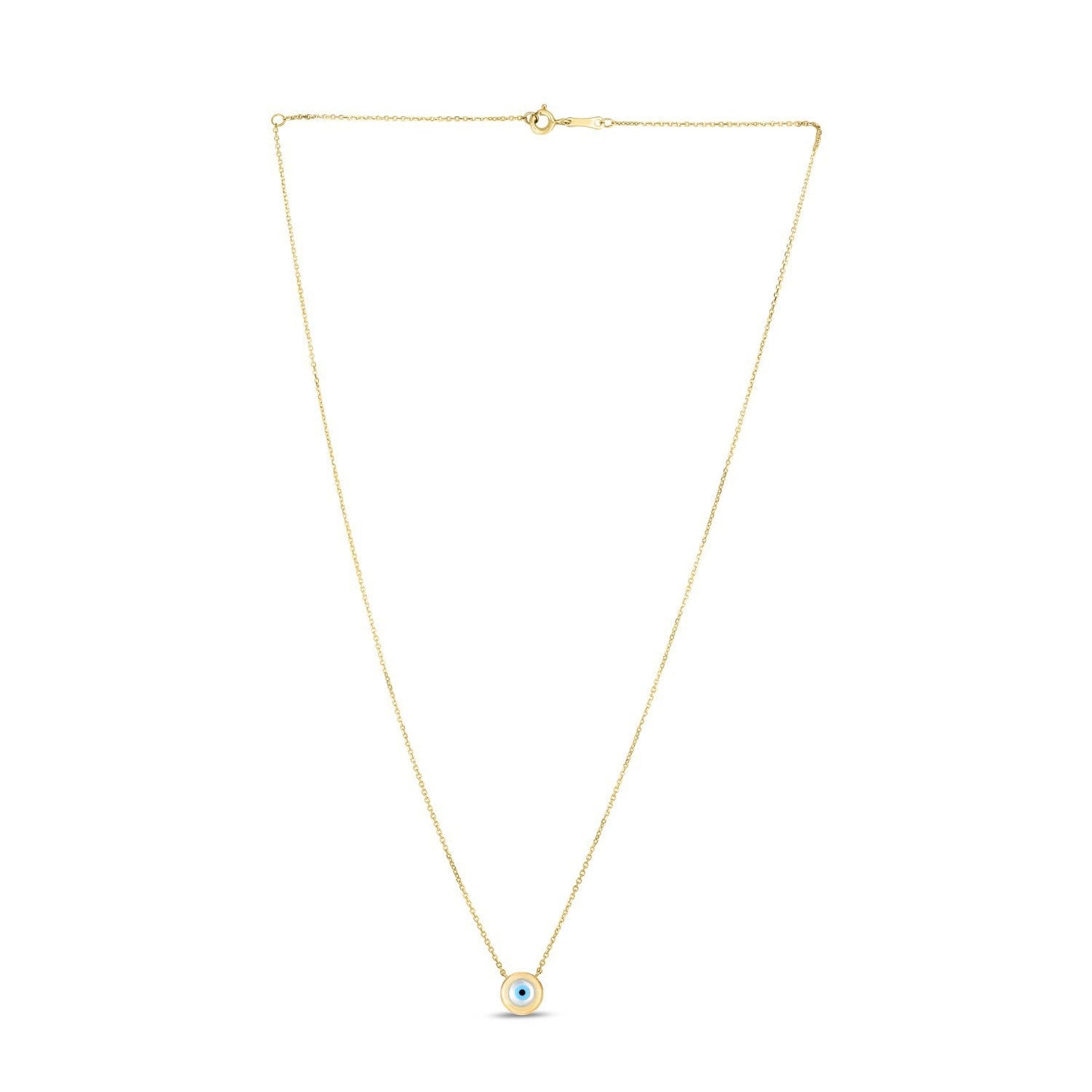 Gargantilla de ojo turco de nácar de oro amarillo de 14k