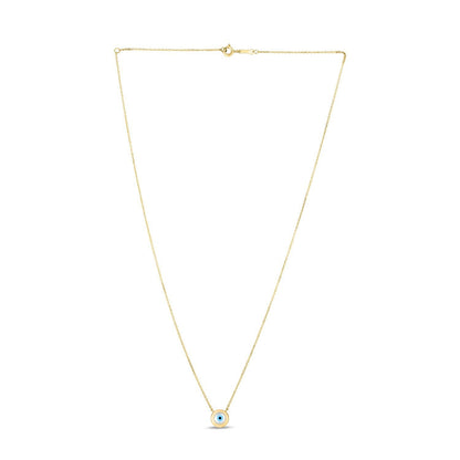 Gargantilla de ojo turco de nácar de oro amarillo de 14k