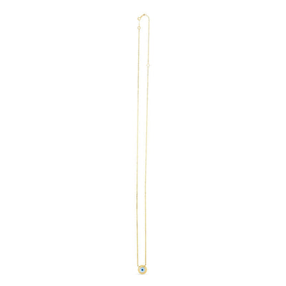 Gargantilla de ojo turco de nácar de oro amarillo de 14k
