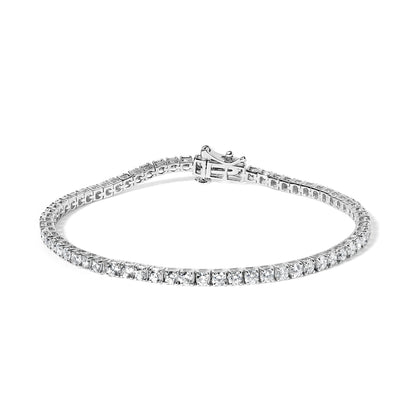 Pulsera de tenis de oro blanco de 14 quilates con diamantes cultivados en laboratorio de 4.0 quilates en total (color F-G, claridad VS2-SI1) - 7 pulgadas