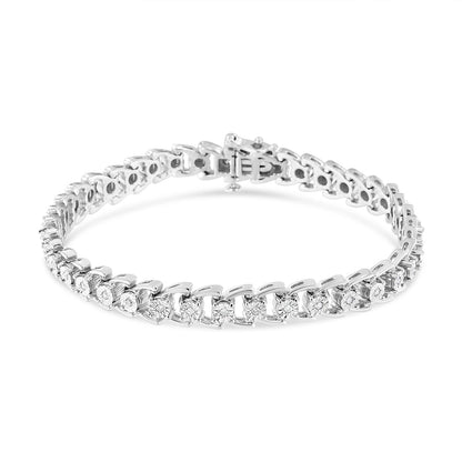 Brazalete de línea de plata de ley .925 con 1/4 quilates de peso total (cttw) de diamantes redondos en engaste "Miracle" (color I-J, claridad I3-Promo) - 7.5"