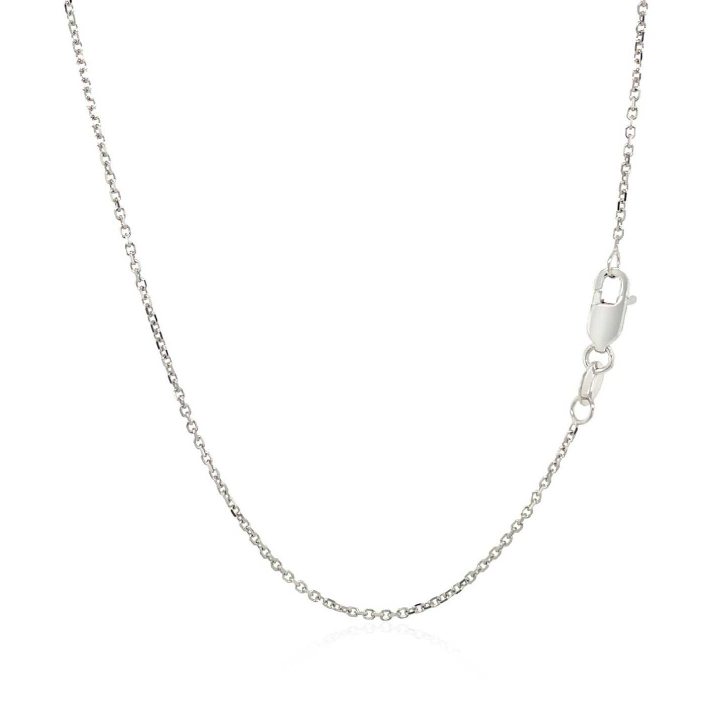 Cadena de eslabones de cable con corte de diamante de oro blanco de 14k y 1,1 mm