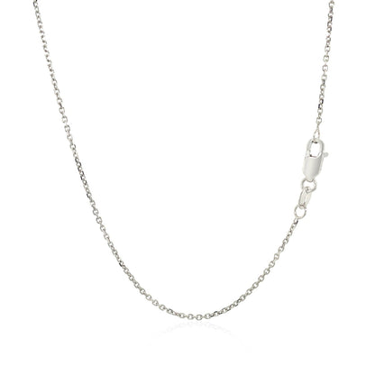 Cadena de eslabones de cable con corte de diamante de oro blanco de 14k y 1,1 mm