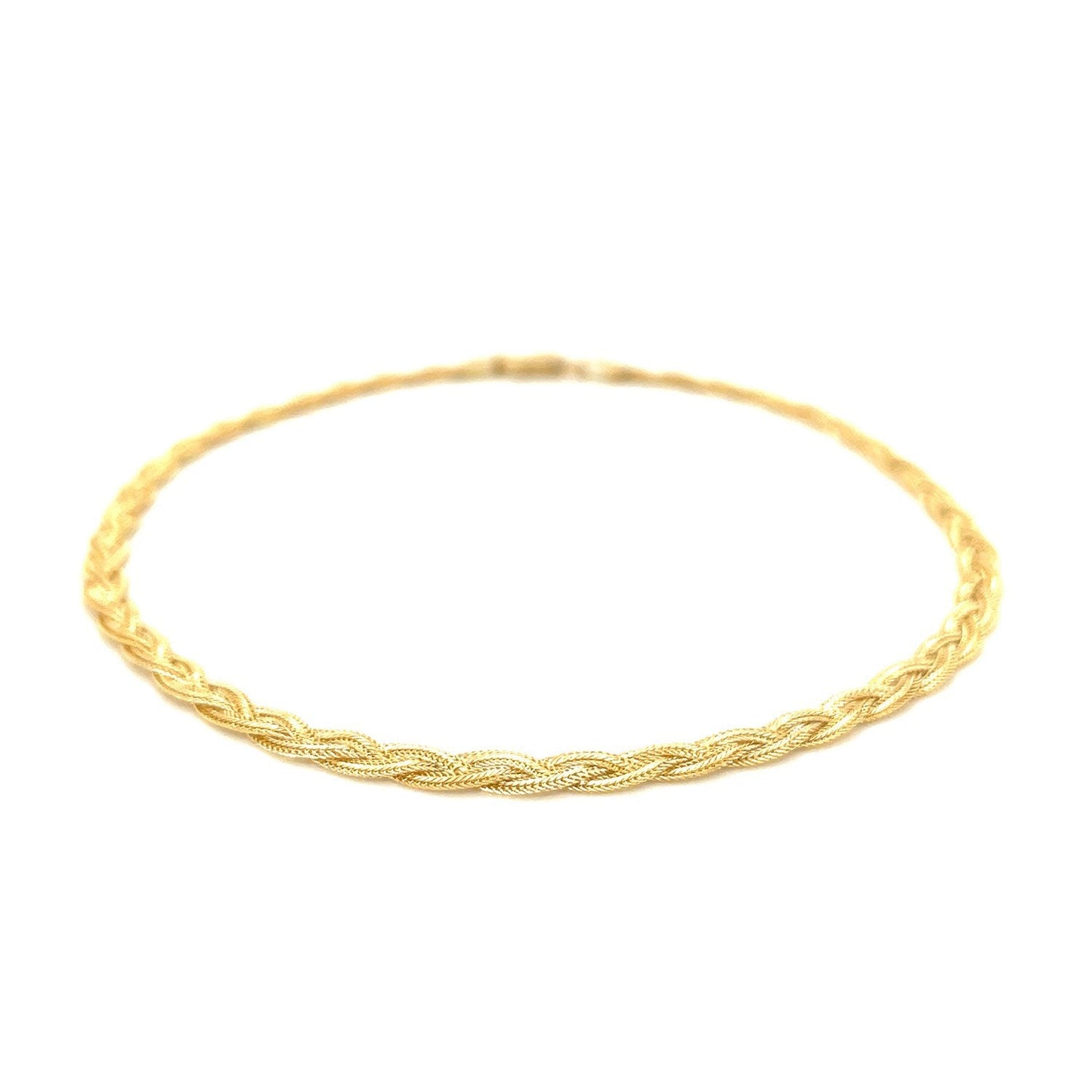 Tobillera de cola de zorro trenzada de oro amarillo de 14k y 3.5mm
