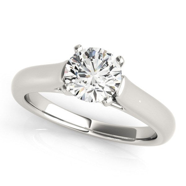 Anillo de compromiso con diamante solitario de oro blanco de 14k diseño catedral (1 quilate peso total)