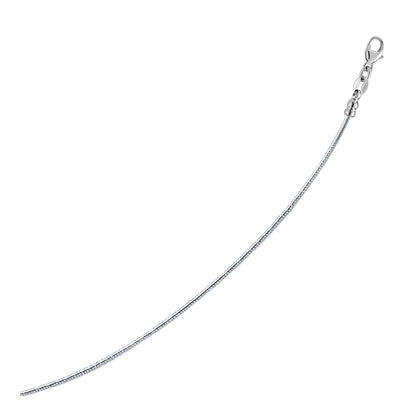 Collar de Plata Esterlina de Estilo Omega Redondo con Baño de Rodio (1.55mm)